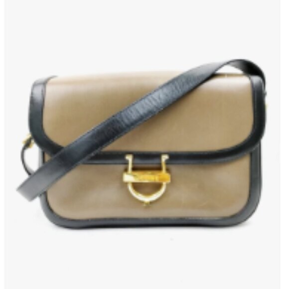 Vintage Celine Box Tan Leather Shoulder Bag Crossbody Gold Horsebit Authentic - Picture 1 of 9
